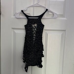 Black Cut-Out Mini Dress with Rhinestone Detailing – Size Small
